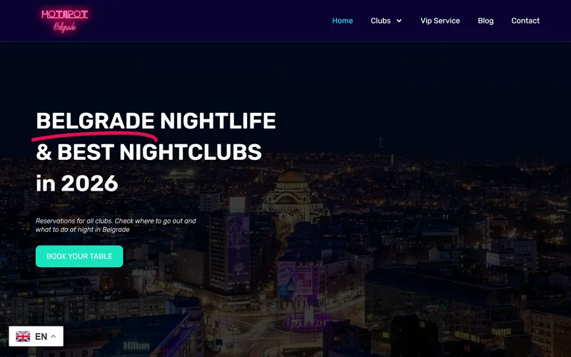 Belgrade Hotspot nightlife guide website with nightclub table reservations