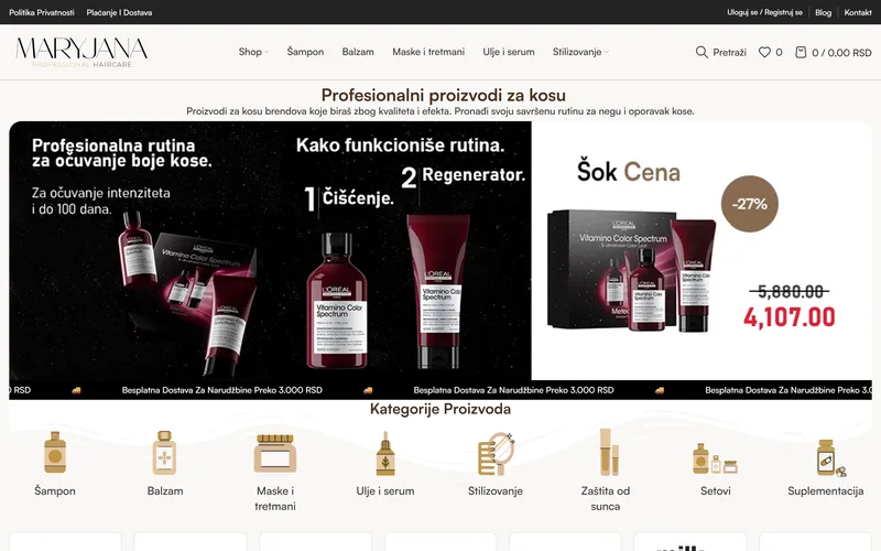 Mary Jana, a hair cosmetics site and store with a product catalog